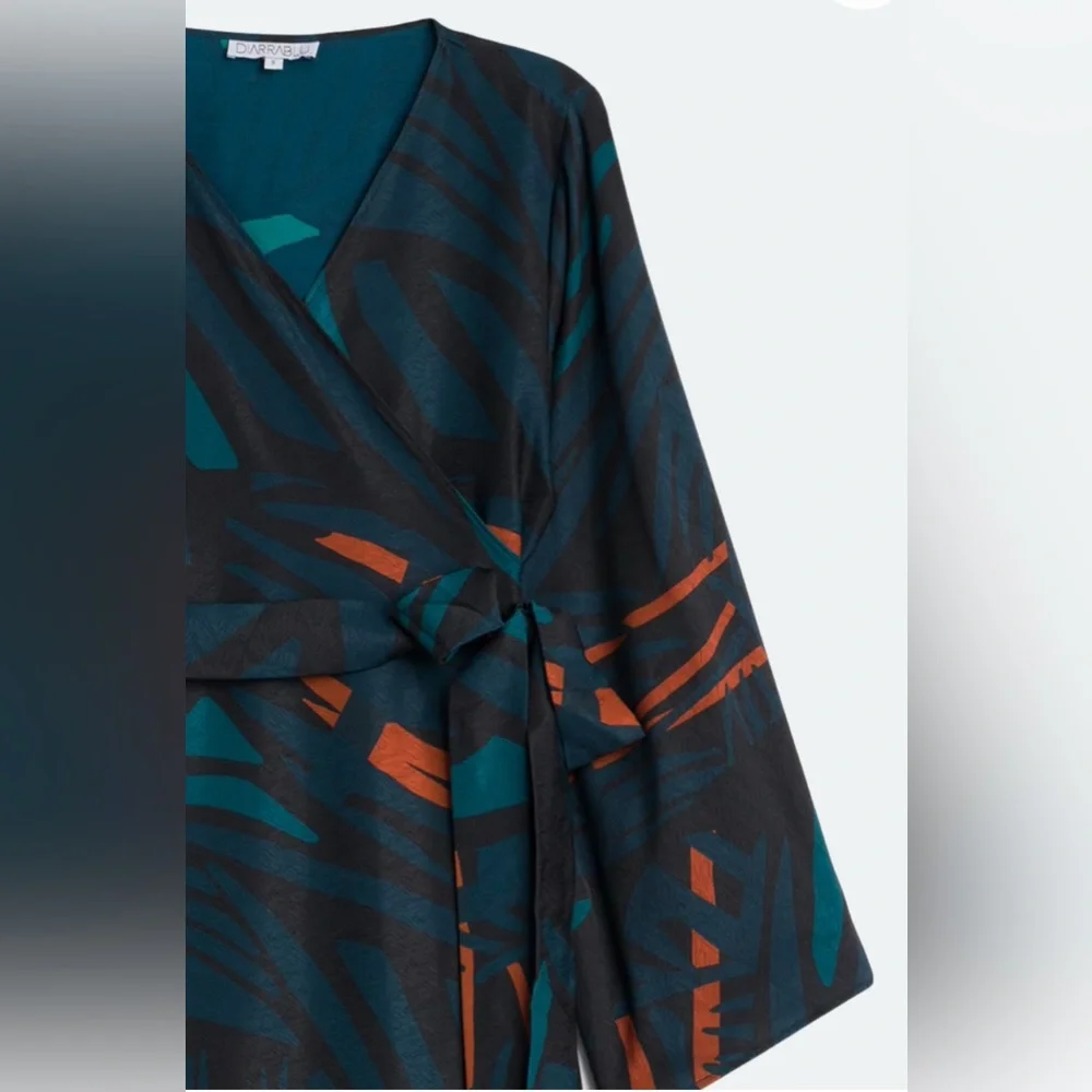 Diarrablu Sheena Wrap Dress in Teal and Orange - Picture 9 of 10